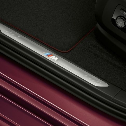 Дверные пороги BMW X6 Individual. Салон BMW X6 Individual с крупным планом дверных порогов.