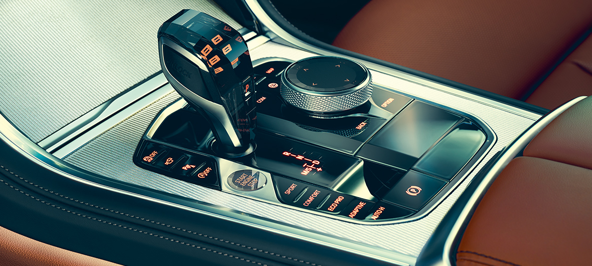 BMW 8 Series Coupé glass applications Close-up of the BMW 8 Series Coupé glass applications in the interior.