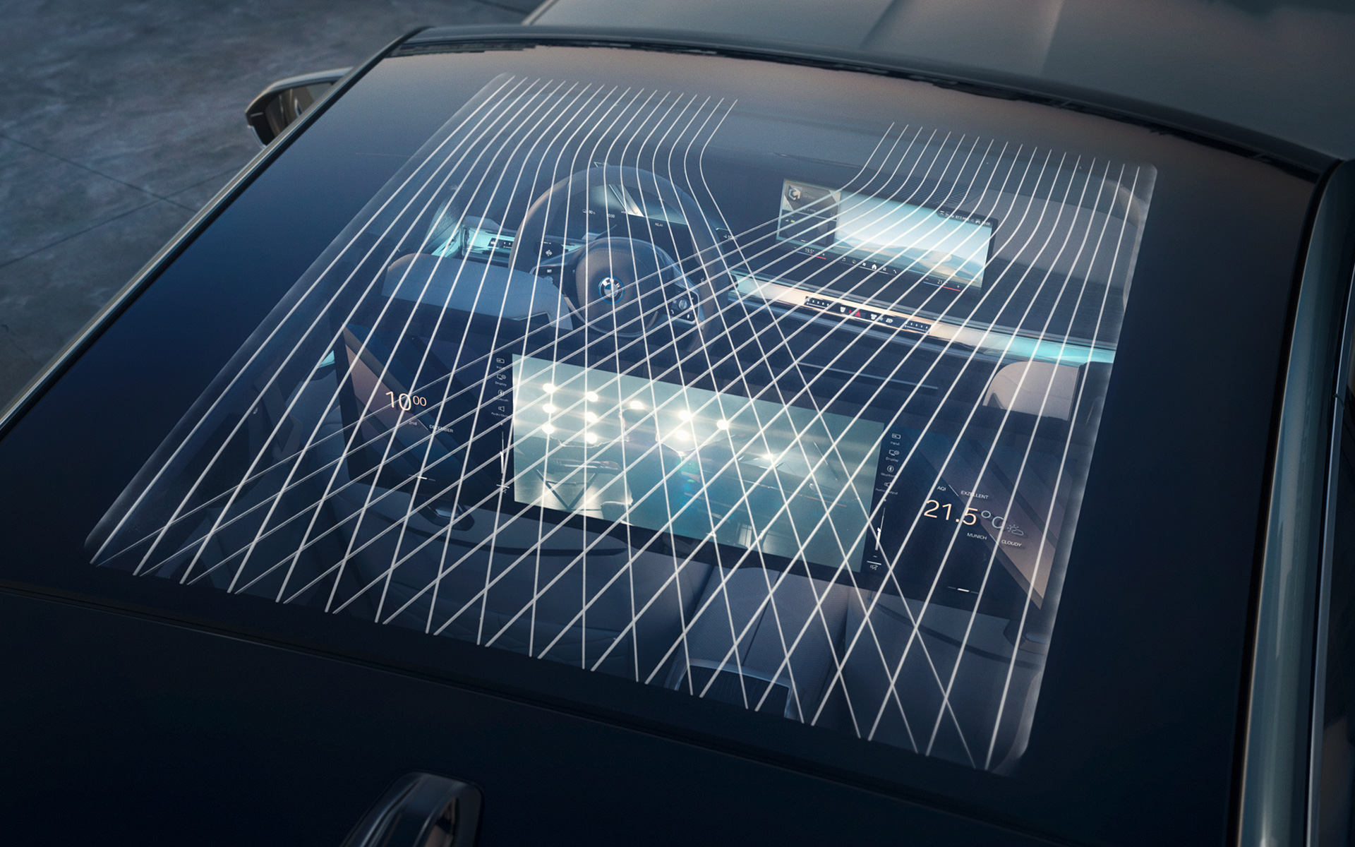 Панорамная стеклянная крыша Sky Lounge BMW i7 G70 Интерьер Панорамная стеклянная крыша Sky Lounge с подсветкой BMW i7 G70 Интерьер