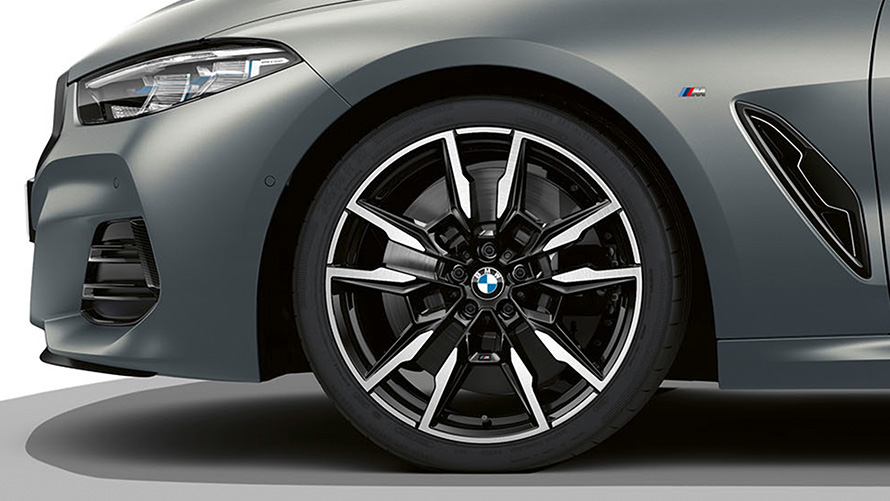 BMW M850i xDrive Cabrio G14 LCI Facelift 2022, BMW Individual Морозный Чистый Серый металлик, 20" M легкосплавные диски Double-spoke 894 M крупным планом