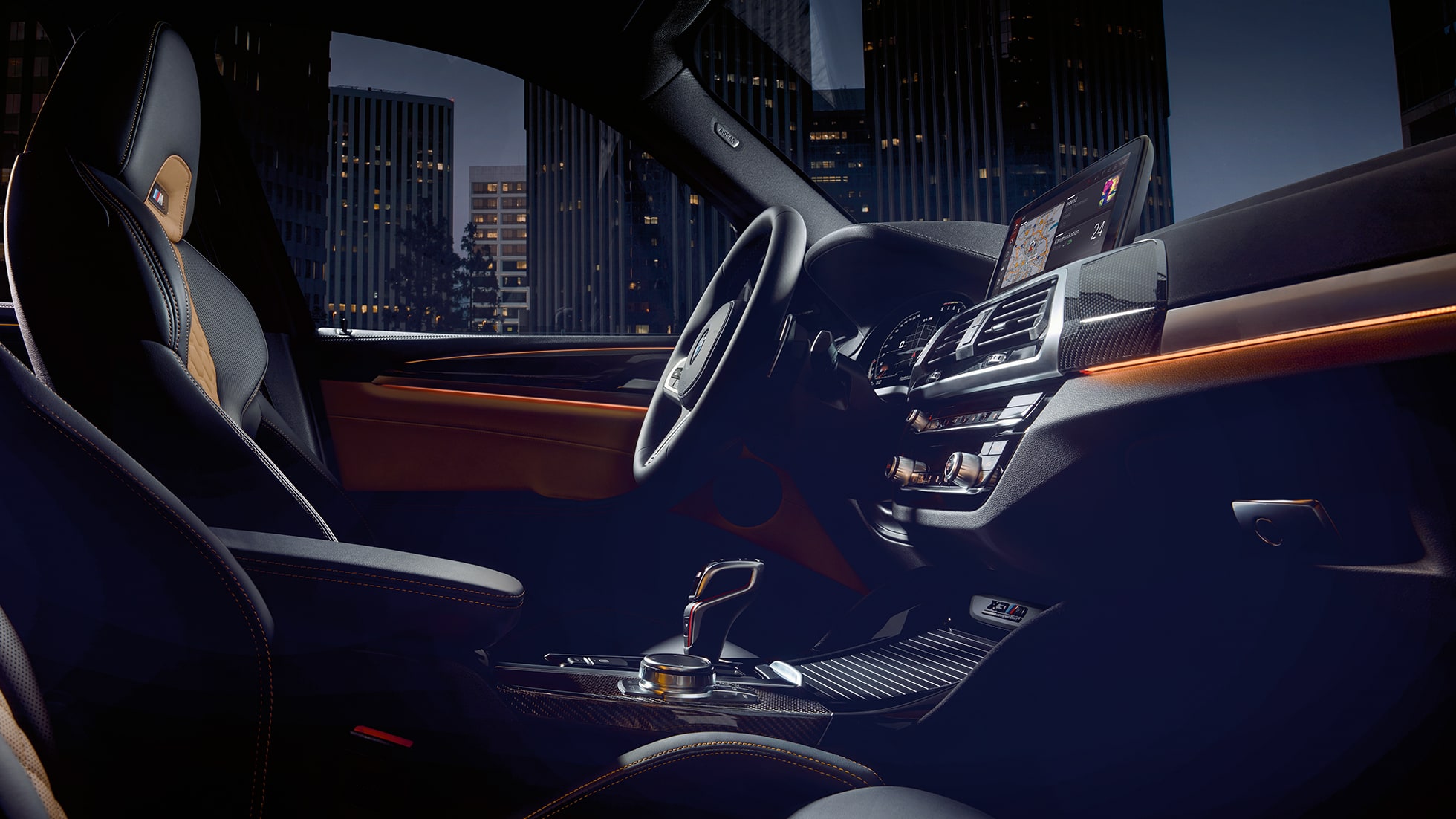 BMW X3 M Competition, exclusive cockpit. BMW X3 M Competition, interior, exclusive cockpit with M Sport seats and M leather steering wheel.