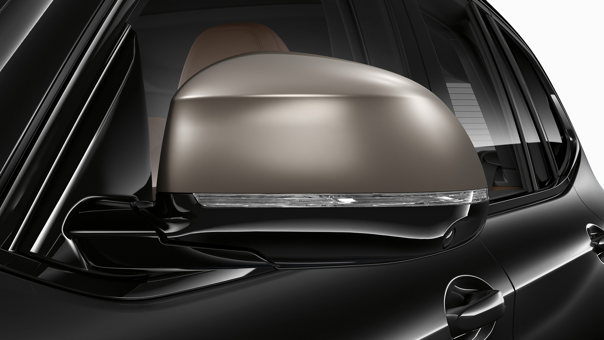 BMW X3 M40i and BMW X3 M40d, mirror caps. BMW X3 M40i and BMW X3 M40d in Black Sapphire metallic, exterior, galvanised mirror caps in Cerium Grey.