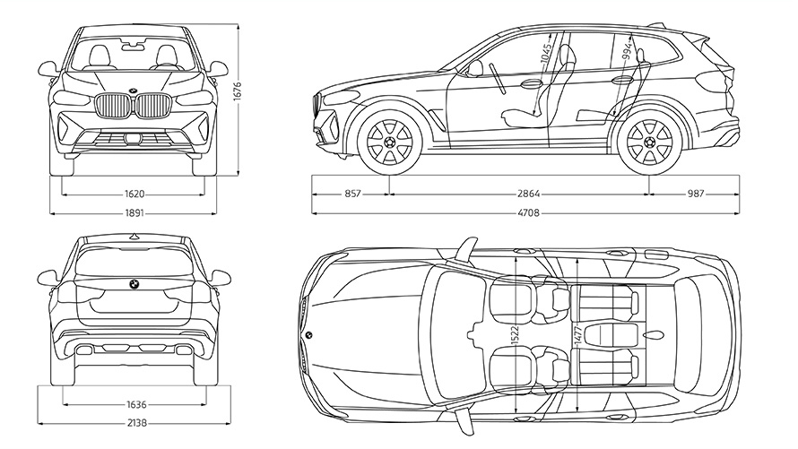 BMW X3 G01 technical data sketch 2021