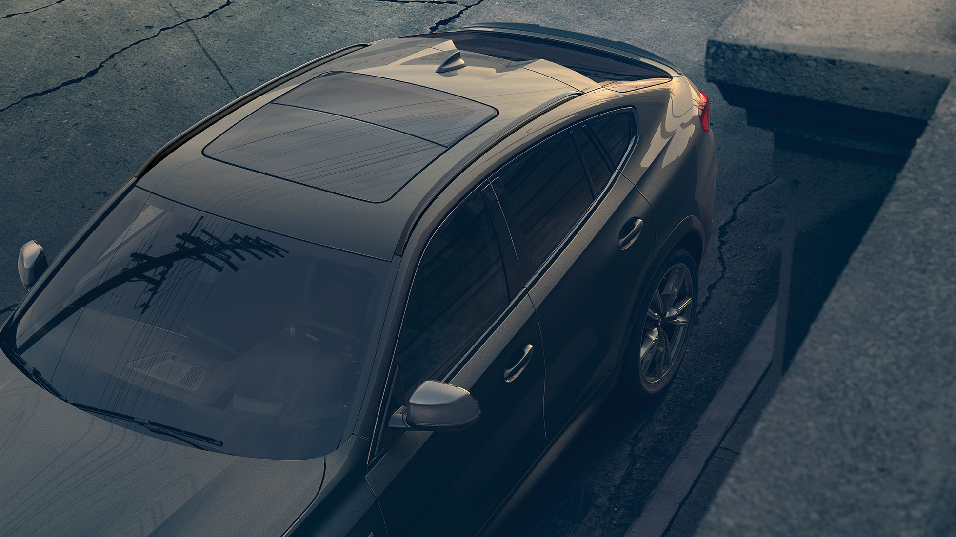 BMW X6 Panorama glass roof Sky Lounge. Close-up view of the BMW X6 Panorama glass roof Sky Lounge.