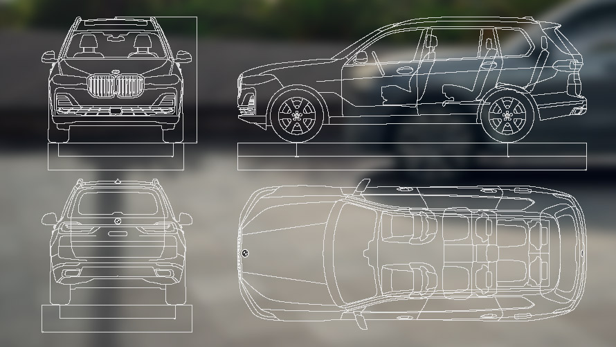 Габаритные размеры BMW X7 G07 LCI Габаритные размеры BMW X7 G07 LCI: спереди, сбоку, сзади, сверху